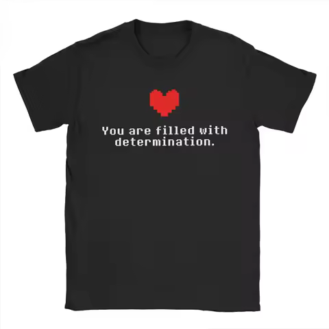 Humorous Game Undertale Heart T-Shirts Men Round Collar Cotton T Shirts Short Sleeve Tees Gift Idea Clothing