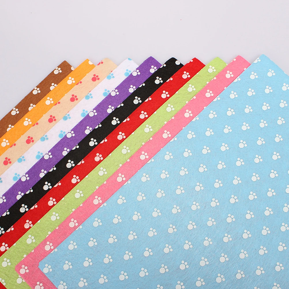 

10pcs Kitten Paw Pattern Nonwoven Fabric Material Diy Felt Sheets For Crafts Decorations Art Stationery Bags Interior Design