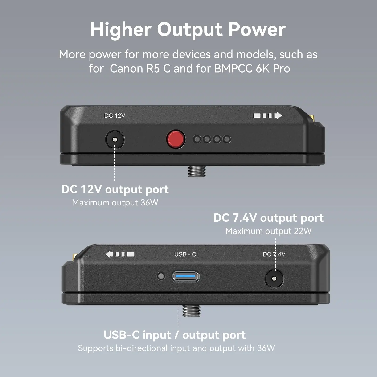 SmallRig NP-F Battery Advanced Adapter Mount Plate DC 7.4V 12V Dual Output USB-C Interface Bi-directional Input Output 36W 3168B