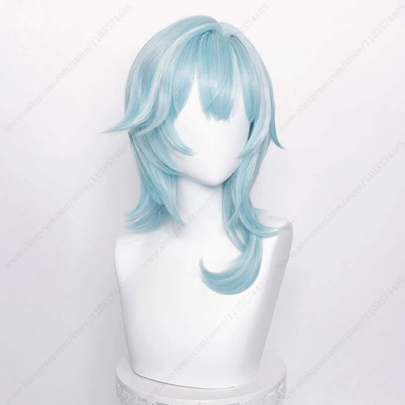 Eula Cosplay Wig 48cm Long Mixed Color Hair Heat Resistant Synthetic Wigs