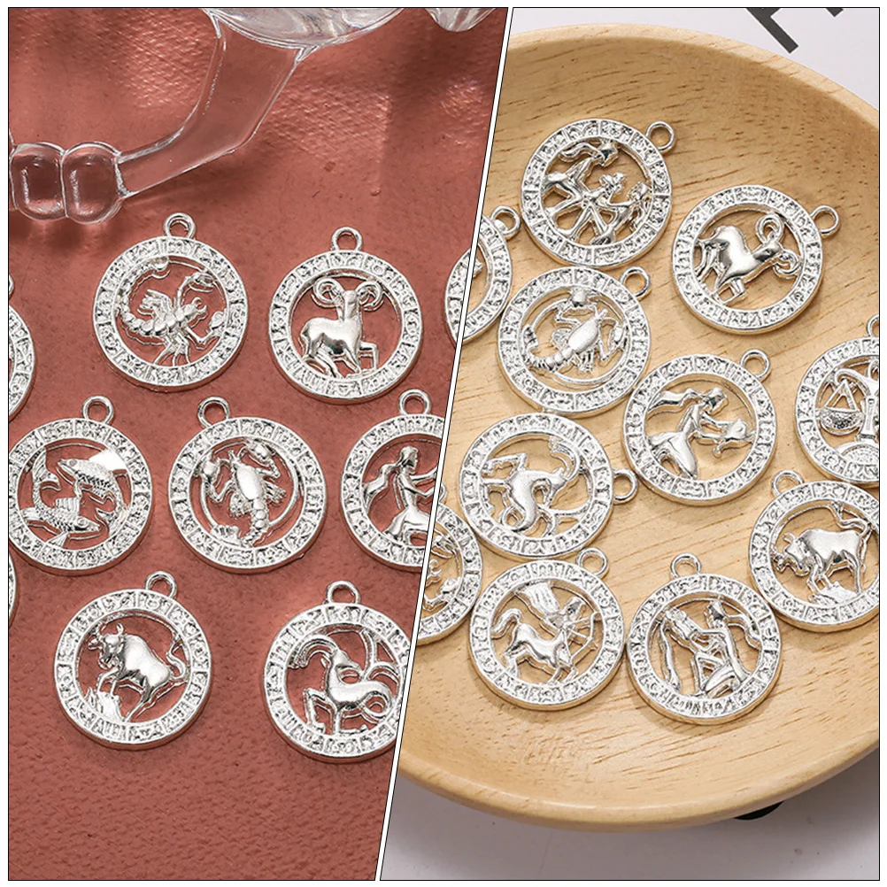 12 Pcs Zodiac Pendant Durable Jewelry Making Ornaments Delicate Fashion Creative Decorations DIY Attractive