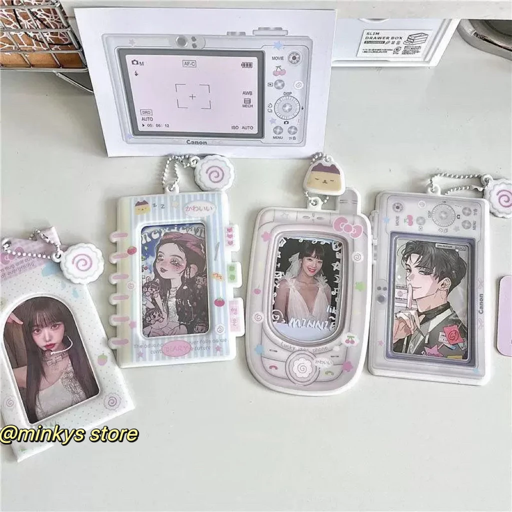 MINKYS Kawaii INS CCD Camera Mobile Shape 3 inch Card Holder ID Photo Small Card Holder Bag Pendant Stationery