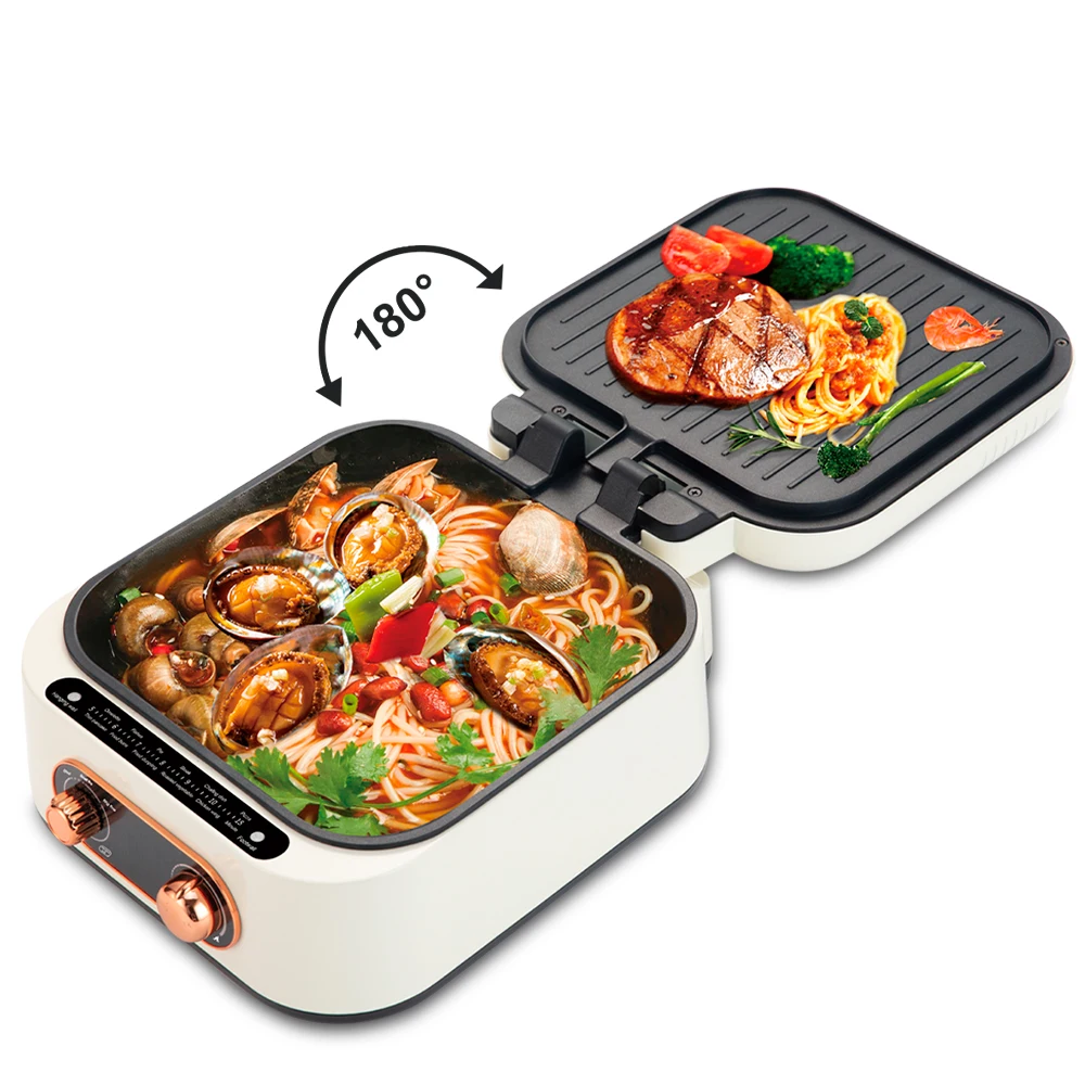 electric grill with hot pot Wholesale Non Stick Smokeless Electric Grill Bbq Stainless Steel Electric Grills 3in1