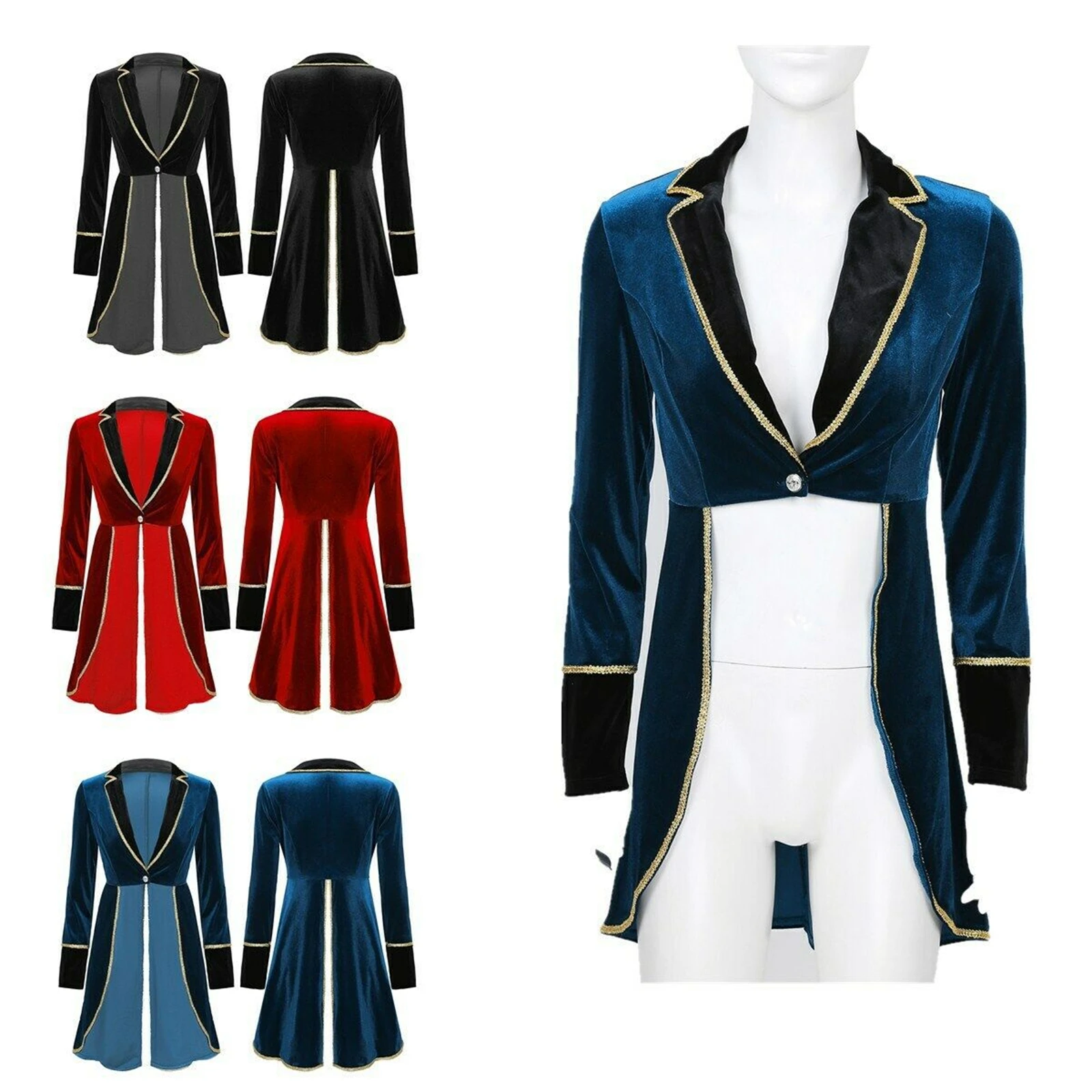 Tailcoat d'Halloween pour Femme, Costume de Maître de Anneau, Blazer en Velours à Manches sulf, Manteau de Noël, Carnaval, Cosplay, Festival, Tenue Rave