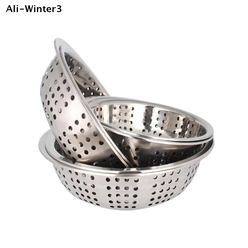 【YY】1Pc 2026 New Stainless Steel Drain Basin Strainer Colander Big Drainer Basin 22/24/26/28/30/34CM Kitchen Tool