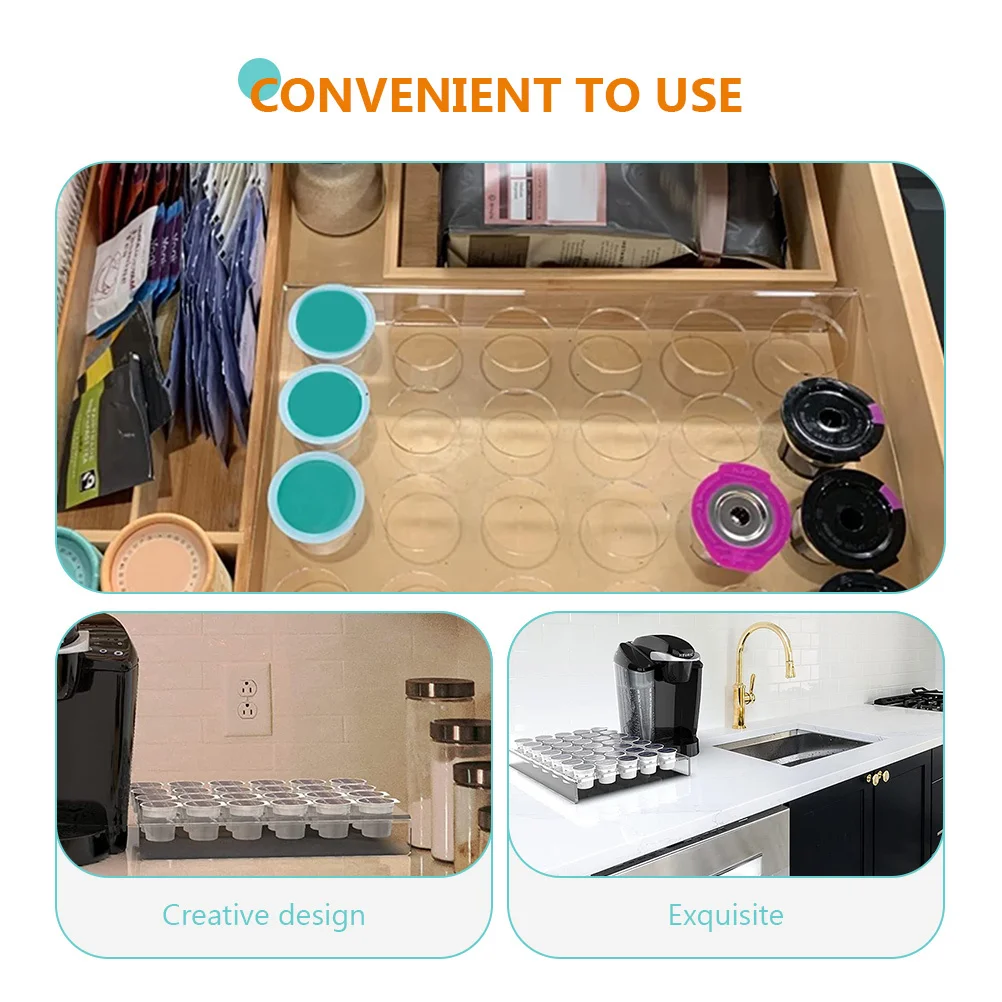 Coffee Capsules Holder Acrylic Transparent Heavy Duty Coffee Pod Rack Display Organizer Storage Shelf for Kitchen Office