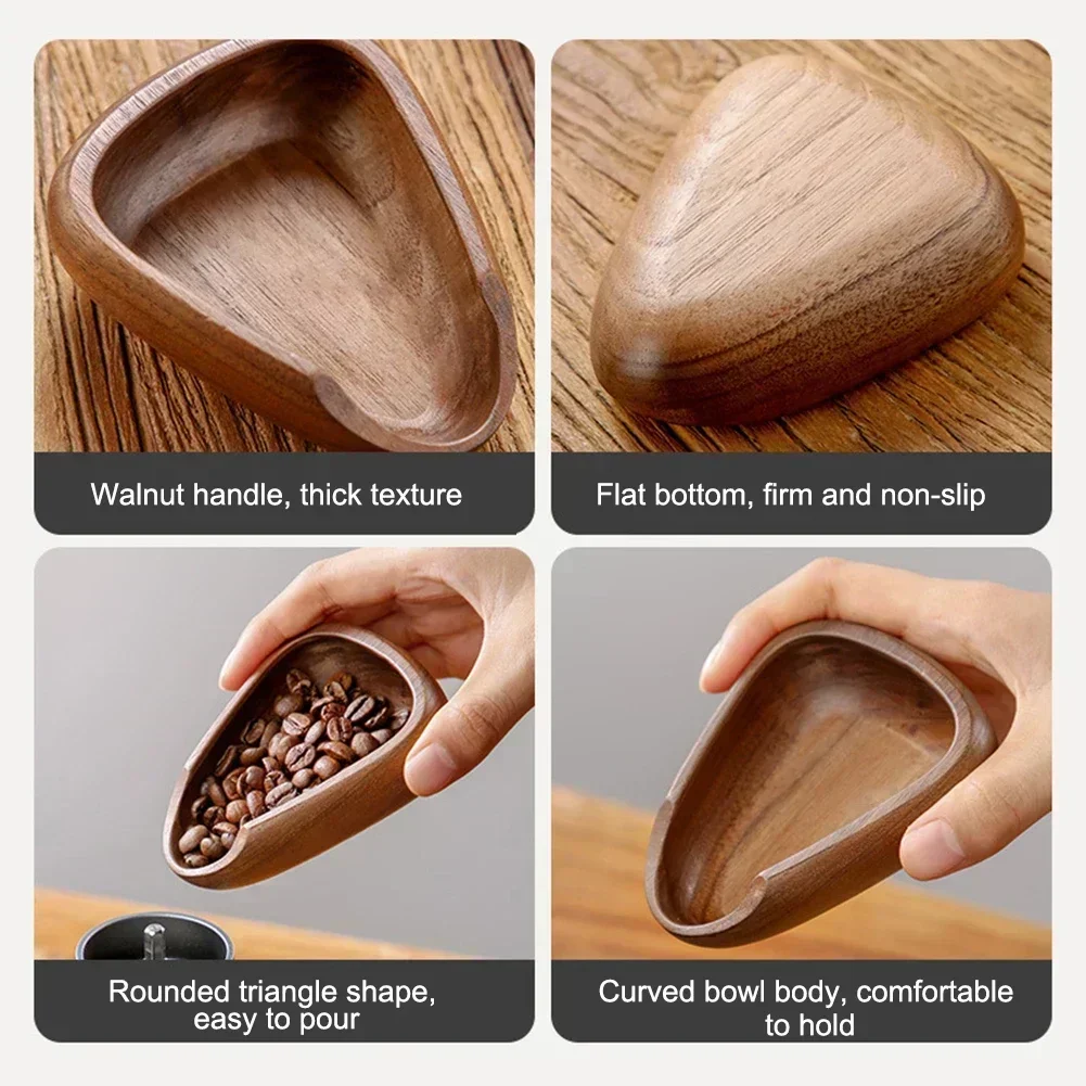 Coffee Beans Dose Trays Solid Wood Walnut Bean Shovel Scoops Measure Tea Separator Vessel Espresso Kitchen Tools  Dosing Cup