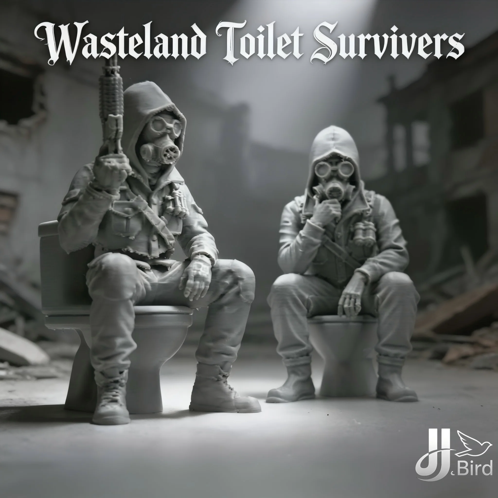 Wasteland Toilet Survivor Tactical Figurine Decor, Post-Apocalyptic Gas Mask Soldier Statue, Desktop Ornament for Gaming & Study