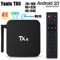 Tanix TX6 Allwinner H616 Smart Android TV Box DDR3 2G/4G 16G 32G 64G BT 4K HD Set Top Box 2.4G & 5G Dual Band Wifi Media Player