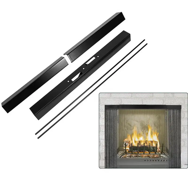 Fireplace Valance Kit Adjustable Fireplace Metal Screen Surround Set Easy Installation Fireplace Parts For Dining Room Apartment