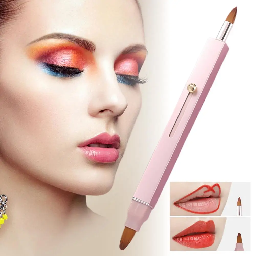 Matita per labbra opaca a doppia estremità a 3 colori Matita per labbra nuda Penna per rossetto rosa pesca naturale impermeabile Trucco per contorno con pennello