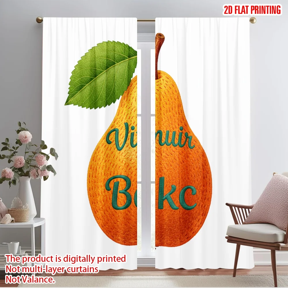

2pcs 2D flat printing Window Curtains Embroidery Pear Polyester Without Electricity Seasonal Party & Holiday Decor Use for Photo