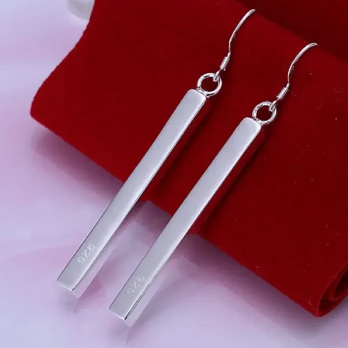 Silver color creative personality minimalist fashion Straight earrings geometric shapes E002