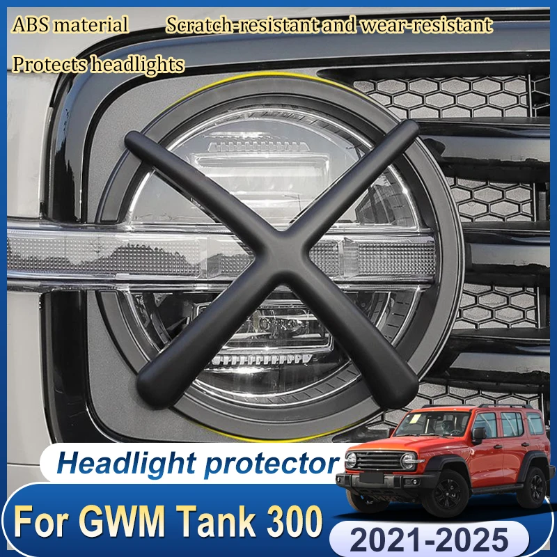 

For GWM Tank 300 Accessories 2021~2025 Car Headlamps Protection Cover XX Headlight Frame Stickers Auto Exterior Parts Decoration