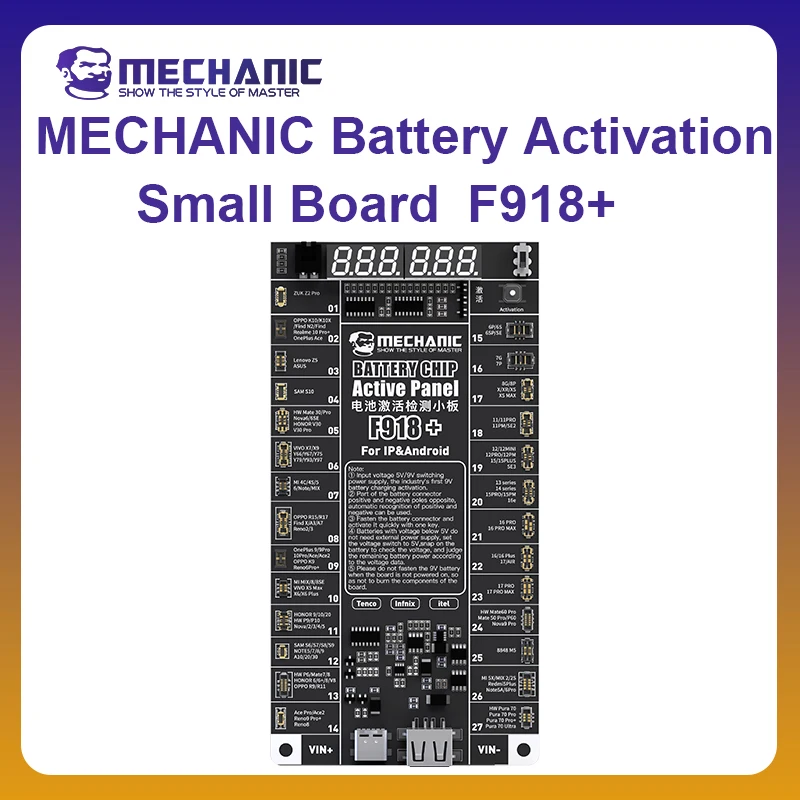 MECHANIC OFFICIAL Battery Activation Small Board F918+ Detection Board Battery Fast Charge One-click Activation Tool HW&IPhone