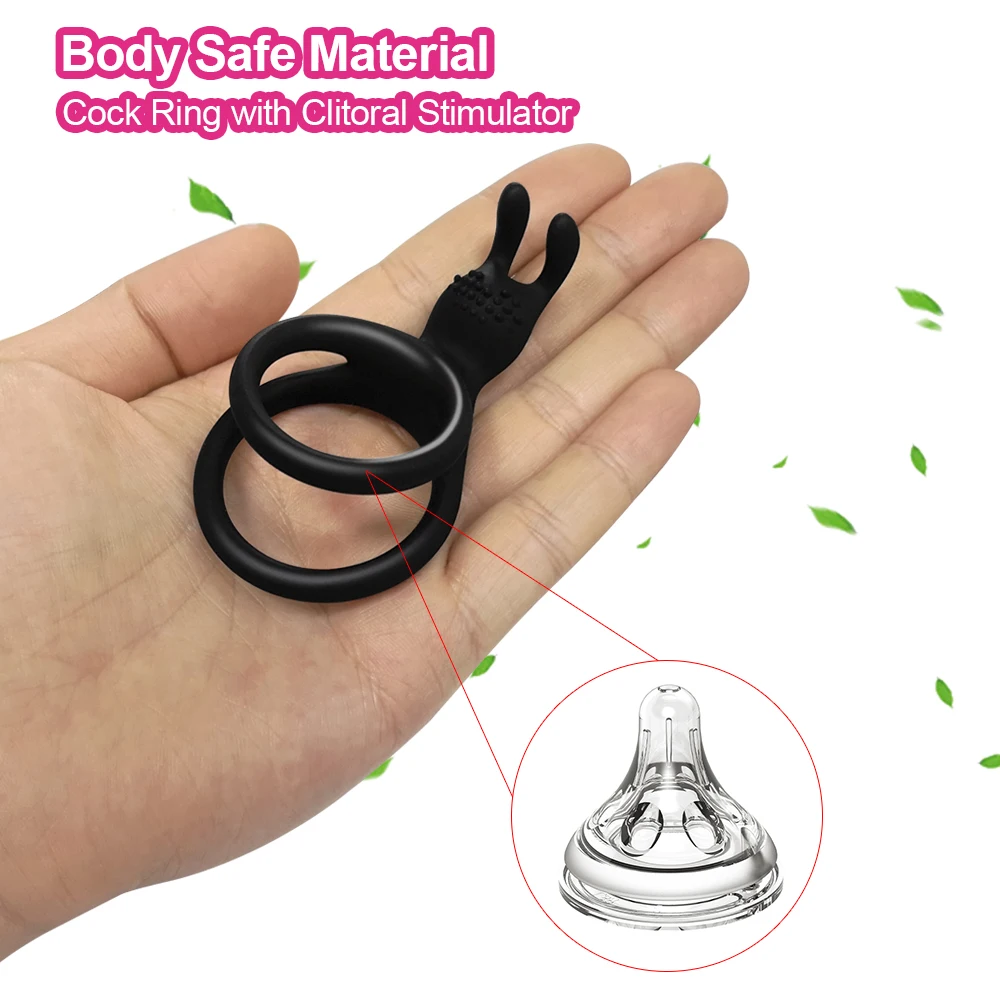 2 In 1 Men\'s Silicone Penis Ring Clitoris Stimulator Cock Ring Ejaculation Delay Penisring Erection Ring for Men Couples