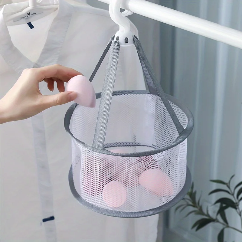 Mini Egg Drying Mesh Bag - Multi-Compartment Makeup Brush & Sponge Holder, Portable Drying Basket for Home Use, view 5