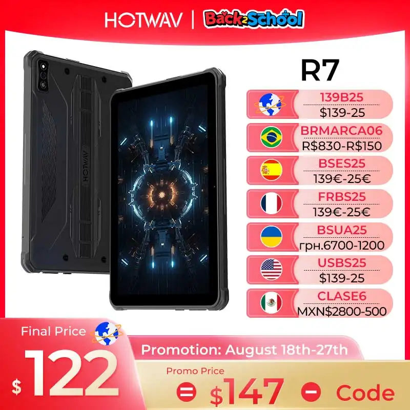 Прочный планшет HOTWAV R7 Android 13 10