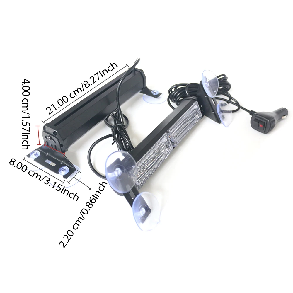 2in1 12V 24V LEDストロボライト 緊急フラッシュ警告灯 フロントガラスバー 赤青黄白緑 車用ライトアセンブリ