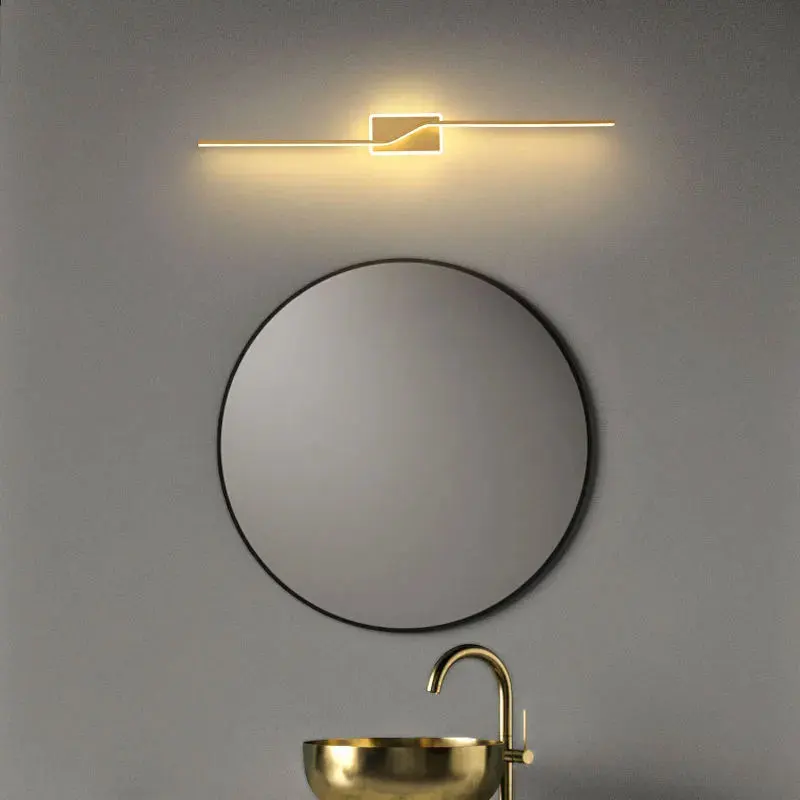 

Modern Nordic Minimalist LED Strip Wall Light Lamps Lighting Gold Long Shape For Bedroom Bedside Living Room Bathroom Mirror