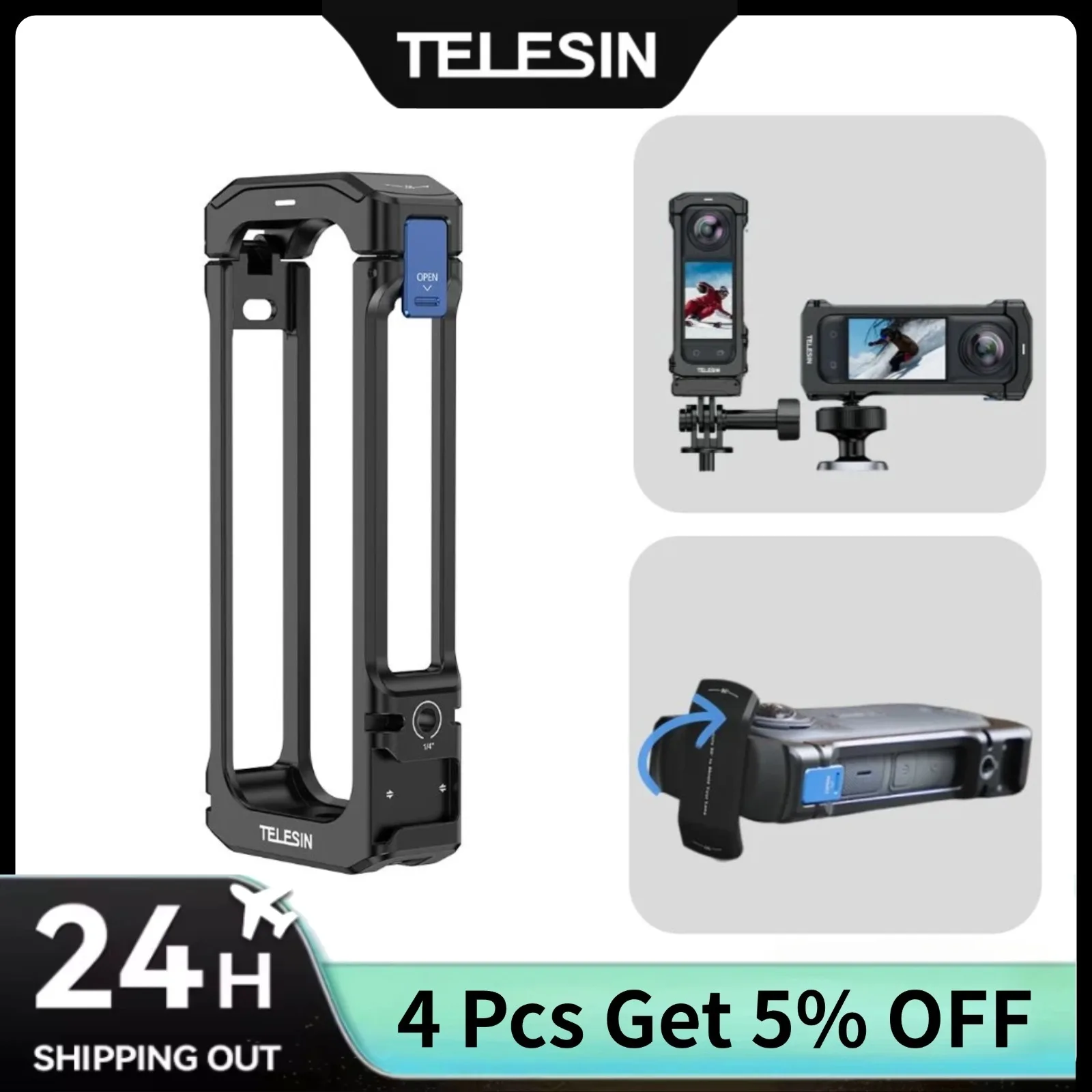 

TELESIN Protective Frame for Insta360 X4 Vertical Horizontal Shot Aluminium alloy Shell Insta 360 Action Ccamera Accessories