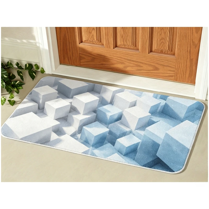 2D Visual Illusion Area Doormat Assorted Tunnel Cobblestone Geometric Optical Art Floor Mat for Porch Home Interior Decoration