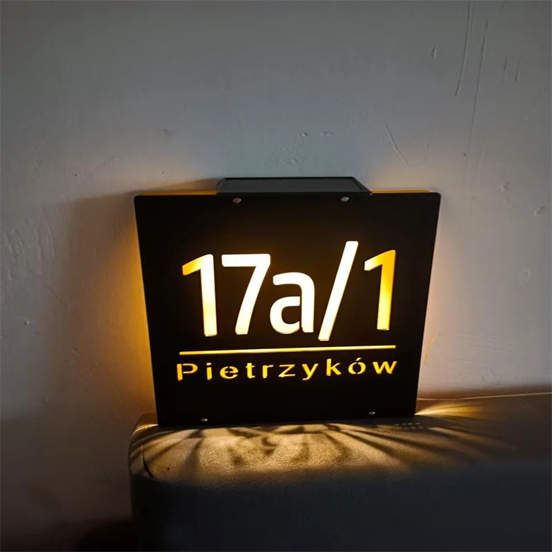 

Outdoor Custom Solar Light House Number LED 3D Laser Cut Acrylic Plate Door Number Signs