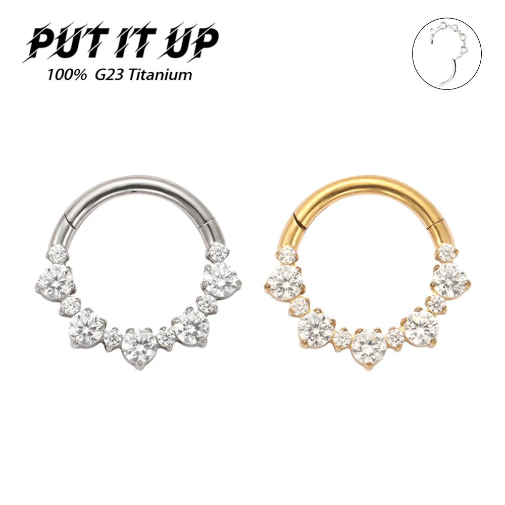 

PUTITUP Official F136 Titanium Classic Zirconia Nose Ringfashion Nasal Septal Membrane Ringearrings Body Piercing Jewellery
