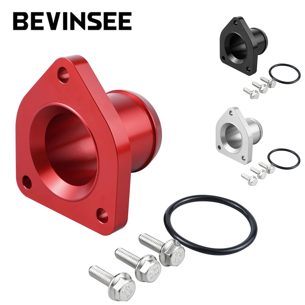 BEVINSEE Engine Coolant Thermostat Housing For Ford F-250 F-350 Super Duty Trucks Powerstroke 7.3L Diesel Engine 1999.5-2003