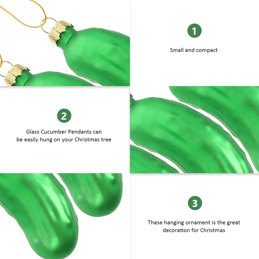

4Pcs Xmas Cucumber Pendant Christmas Tree Ornaments Glass Pendants Holiday Scene Layout Supplies Christmas Decorations
