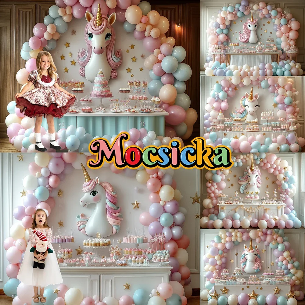 

Mocsicka Cake Crush фон для фотосъемки розовый единорог принцесса день рождения семейный детский портрет фото фоны для студии