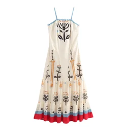 2024ZAR4 Summer New Women's European and American Style Fashionable and Western Style Printed Sling Dress