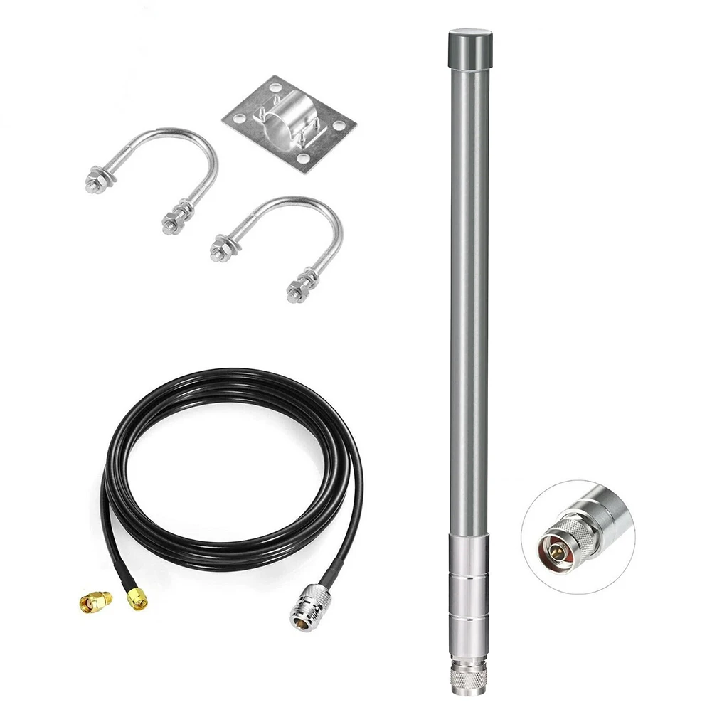 Fiberglass Antenna 3-meter KSR195 Cable For SMA Adapter Clip Kit 8dBi Helium Hotspot Miner Outdoor 915mhz For LoRaWAN For Bobcat