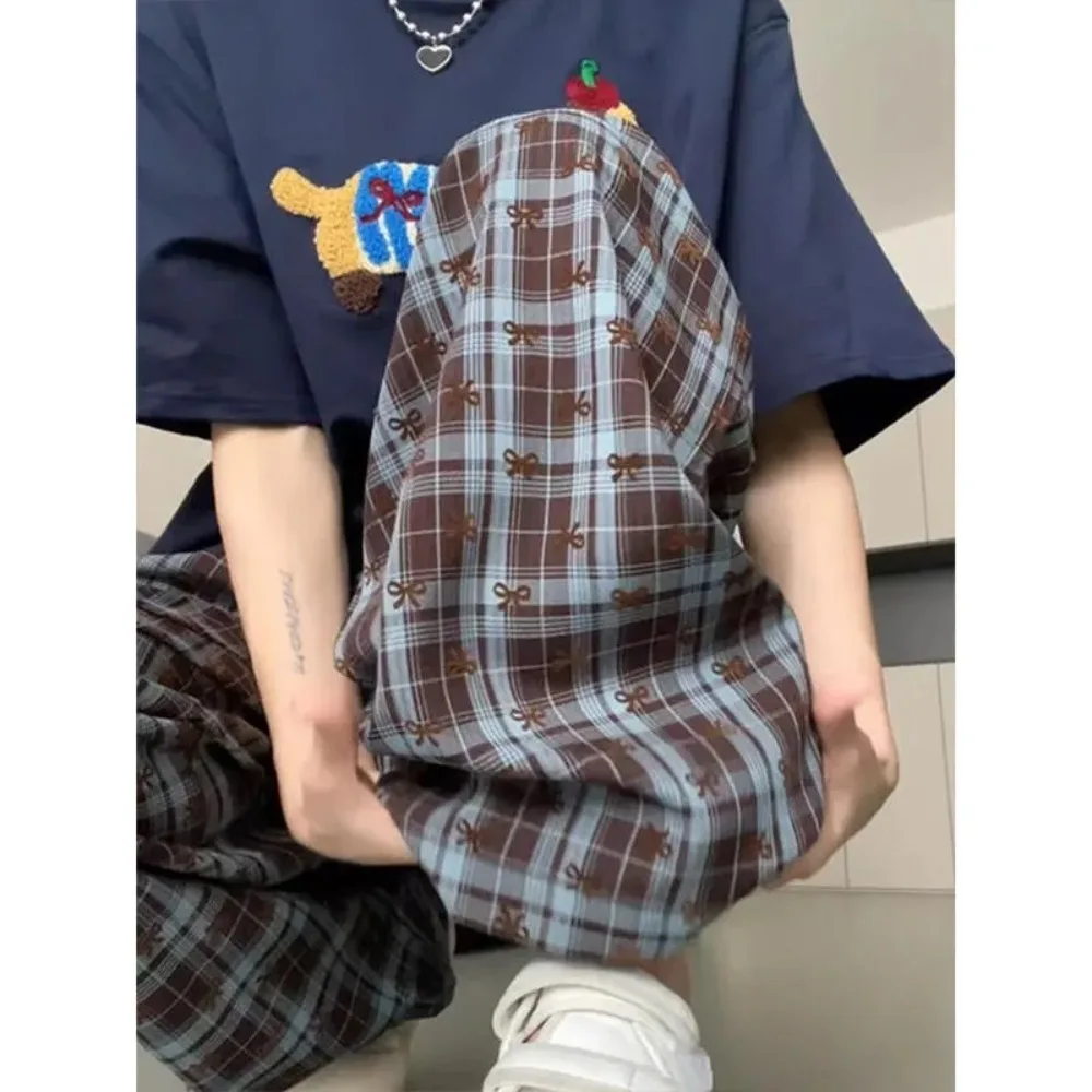 الكورية القوس بيجامة السراويل النساء عالية الخصر متوهج صالة السراويل للمنزل المشي ربيع الخريف الراحة الكورية القوس بيجامة السراويل