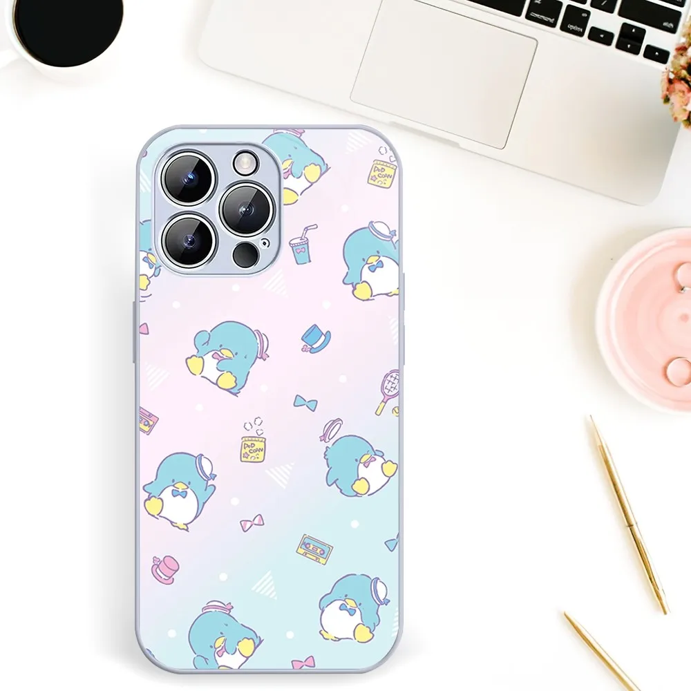 MINISO Sanrio Tuxedo Sam Phone Case For iPhone 11 12 13 14 Mini Pro XS Max X S Plus XR Electroplated Painted Glass Shell