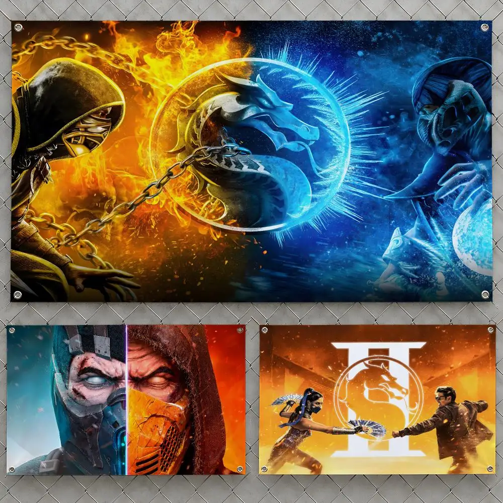 Game Mortal Kombat Scorpion Sub-Zero Flags Wall Hanging Flag Banners For Birthday Parties Outdoor Bedroom Dorm Room Decor