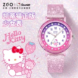 ZGO × Hello Kitty Sanrio Kids' Watches Shiny Quartz Watch Diamond Dial Waterproof Children's Wrist Watch Birthday Gift 2182