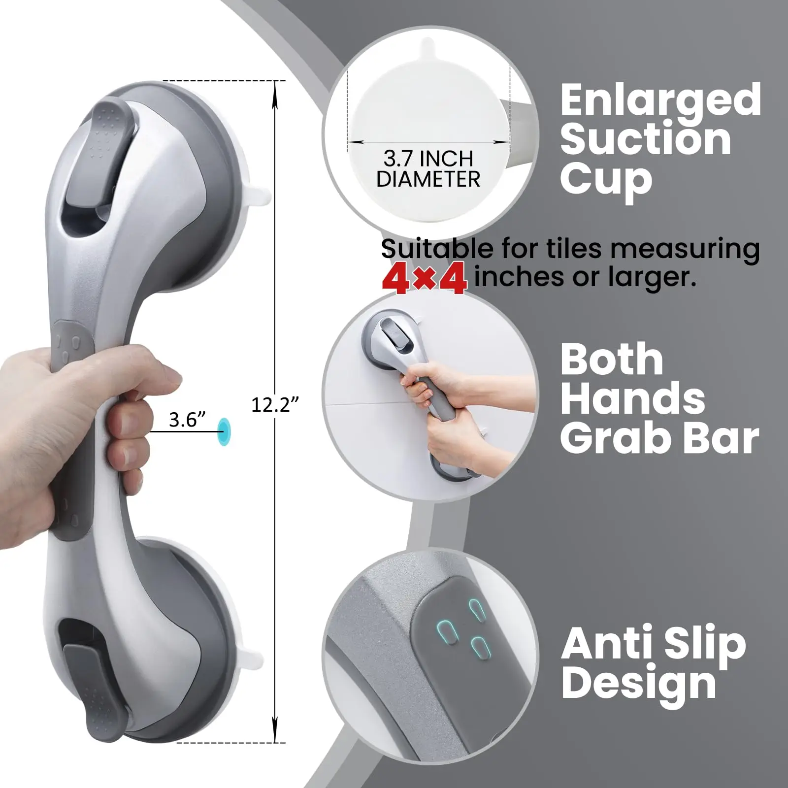 TAILI 1/2pcs Safety Helping Handle Shower Handle Suction Grab Handles Safety Shower Grab Bars for Seniors, Elderly, Hand Rails