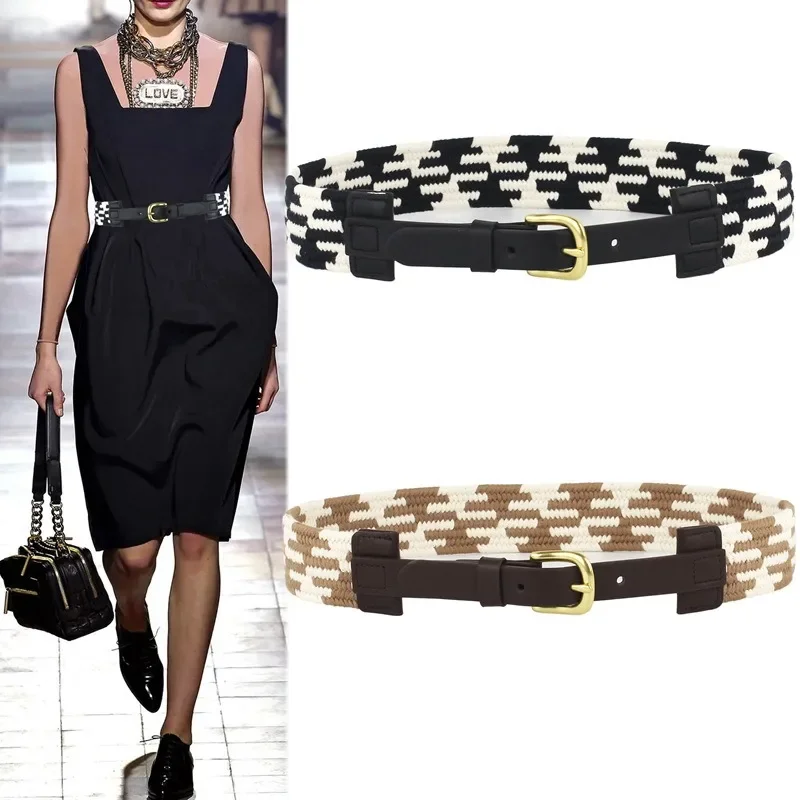 

2024 New First Layer Cowhide Belt Women's Wide Versatile European And American Suit Decoration Pure Cotton Elastic Waist Seal