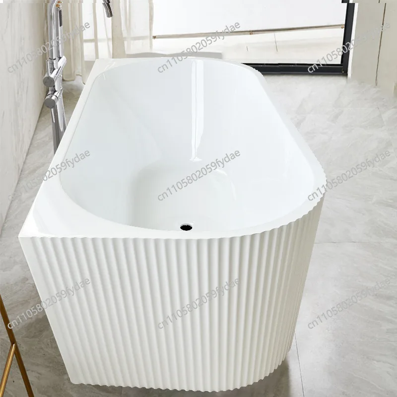 Simple modern acrylic seamless integrated bathtub household bathroom bath striped bath freestanding adult bathtub