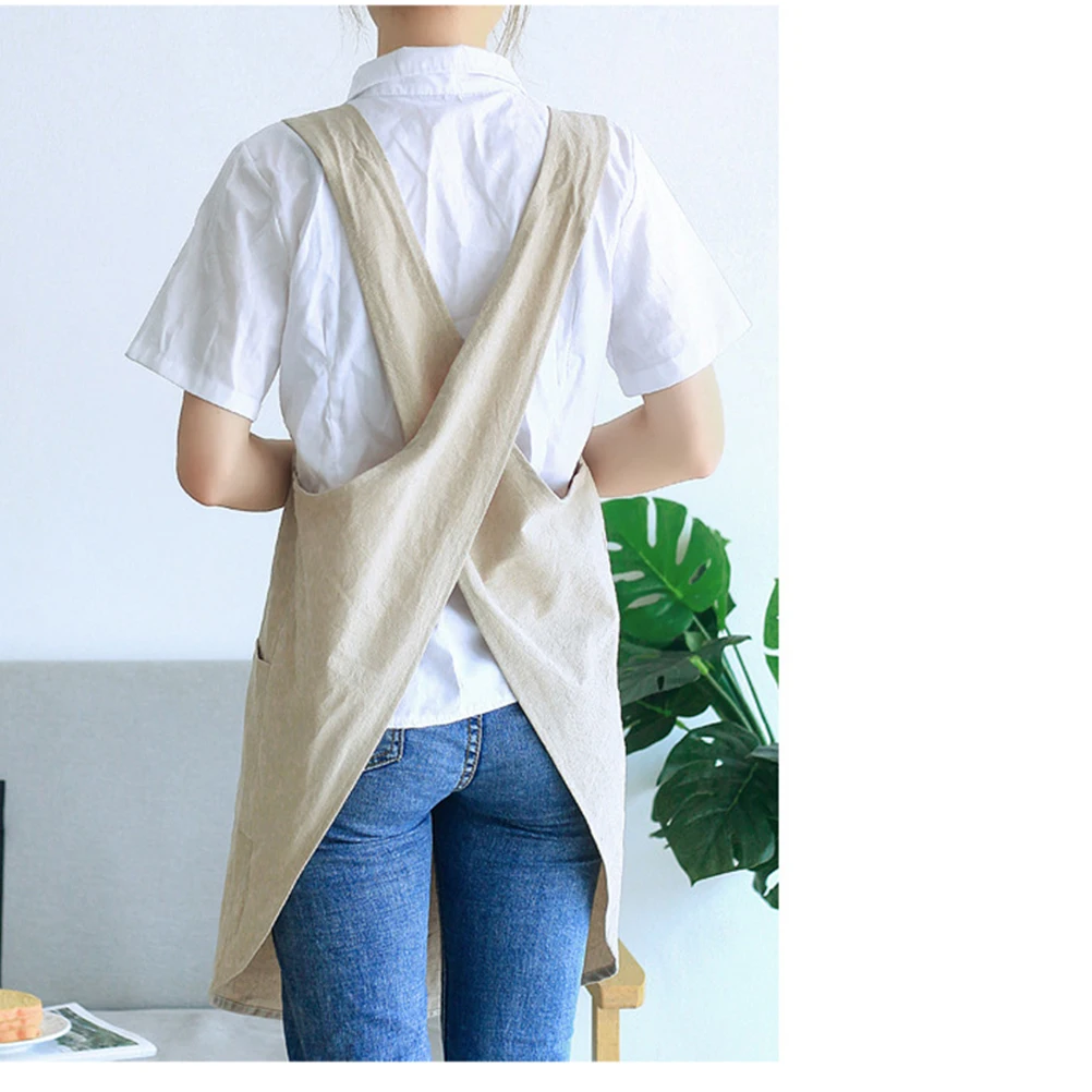 

Cotton Apron Serving for Kitchen Aldult Housework Stain Resistant Cooking Ladies