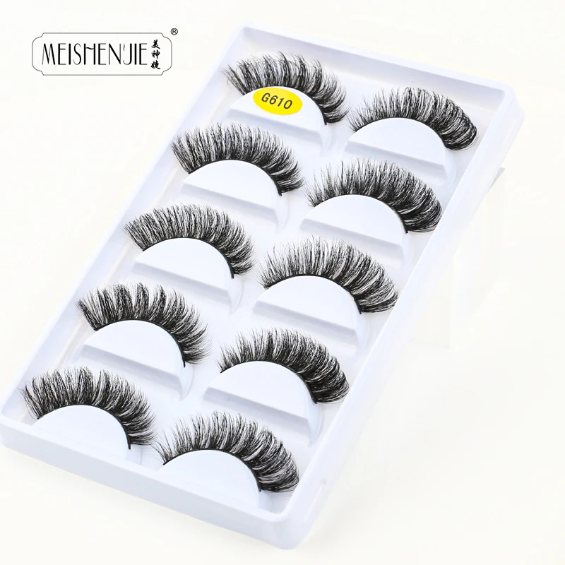 MEISHENJIE New 3/5 Pairs 3D Mink Eyelashes Natural Eyelashes Faux cils fluffy cilio Makeup Soft Fake Eyelash Extension G610