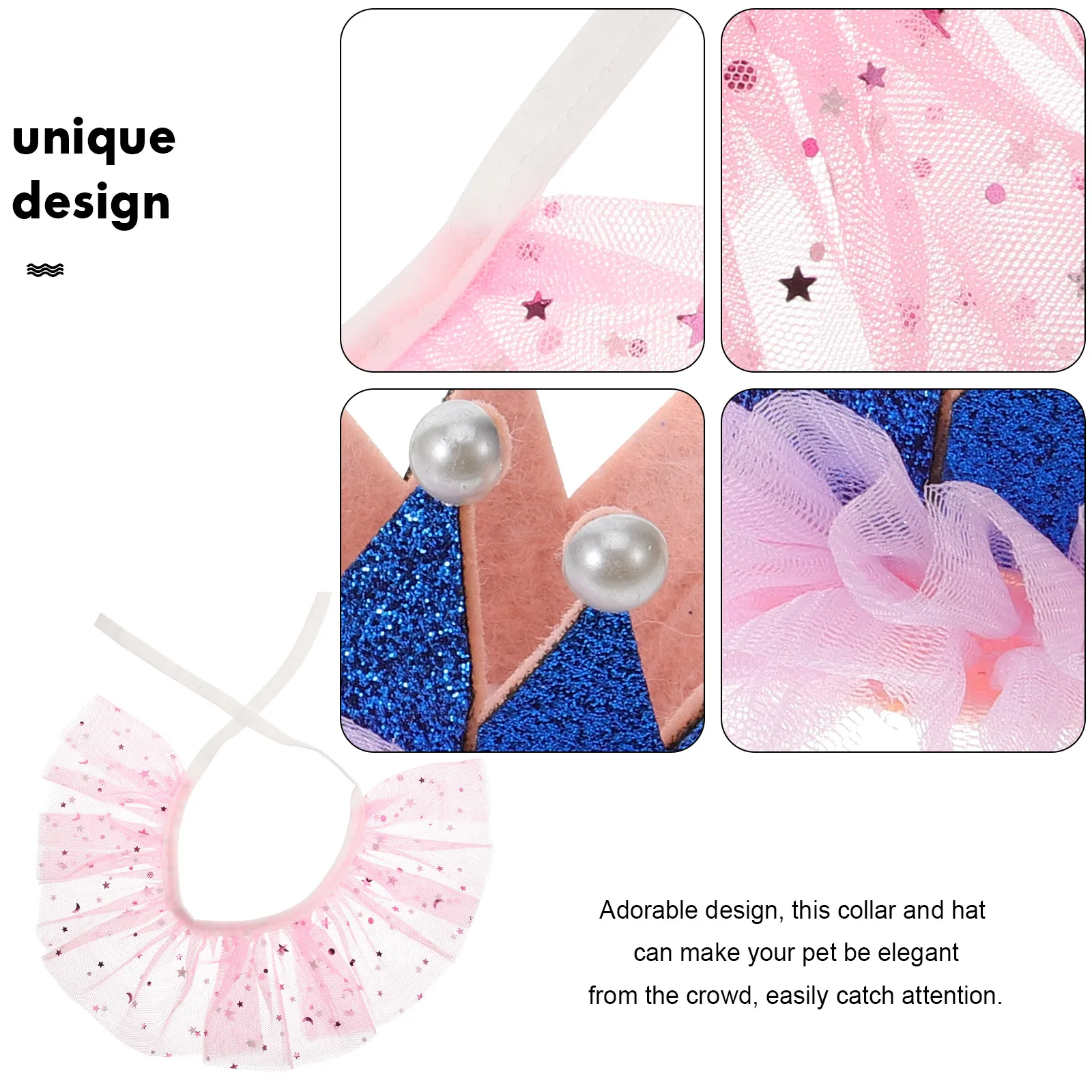 

1Set Cat Collar Scarf Lace Decorative Kitten Hat Adjustable Breathable Pet Neck Decor Perfect Photo Shoot Cat Party Hat