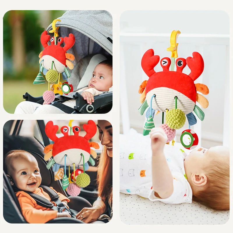 1 unidad de juguete con cordón colgante para cama de bebé, cochecito de bebé recién nacido, juguetes educativos de animales bonitos, agarre manual, juguete de peluche divertido para dormir