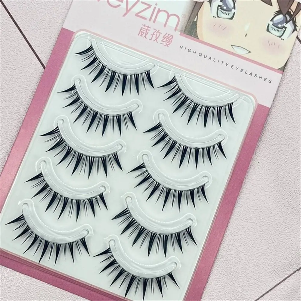 5 Pairs Japanese Cosplay False Eyelashes Dramatic Faux Mink Manga Anime Lashes Thick Wet Spiky Lashes for Women Girls