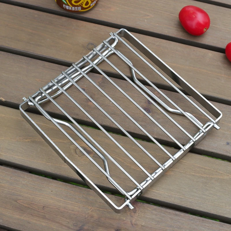 Outdoor Edelstahl Camping Herd Halter Tragbare Falten Mini Grill Rack Topf Halter Backen Stehen Tablett Camping Kochgeschirr – Detail 9