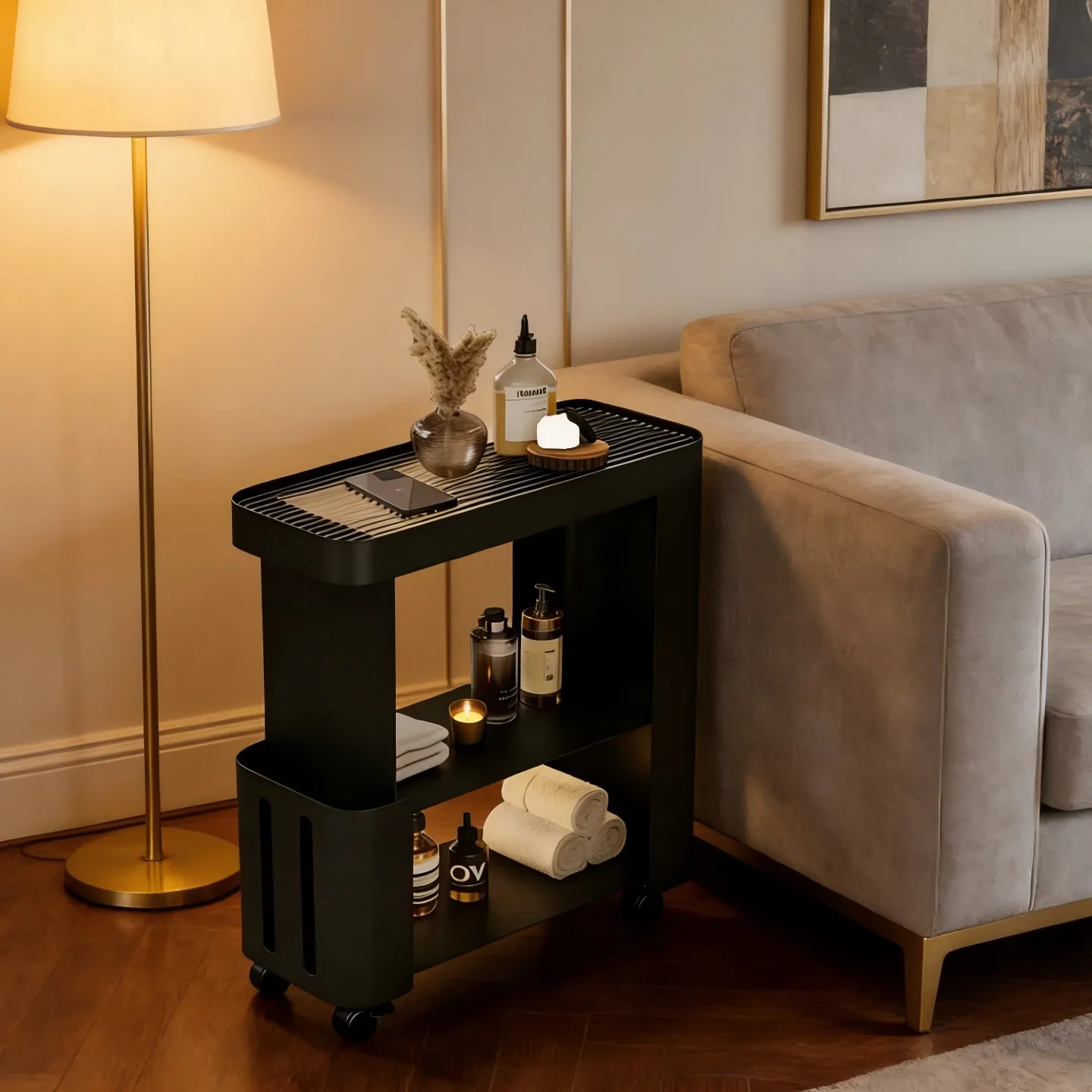Very narrow sofa side few modern simple movable multi-layer storage trolley household storage crevice rack
