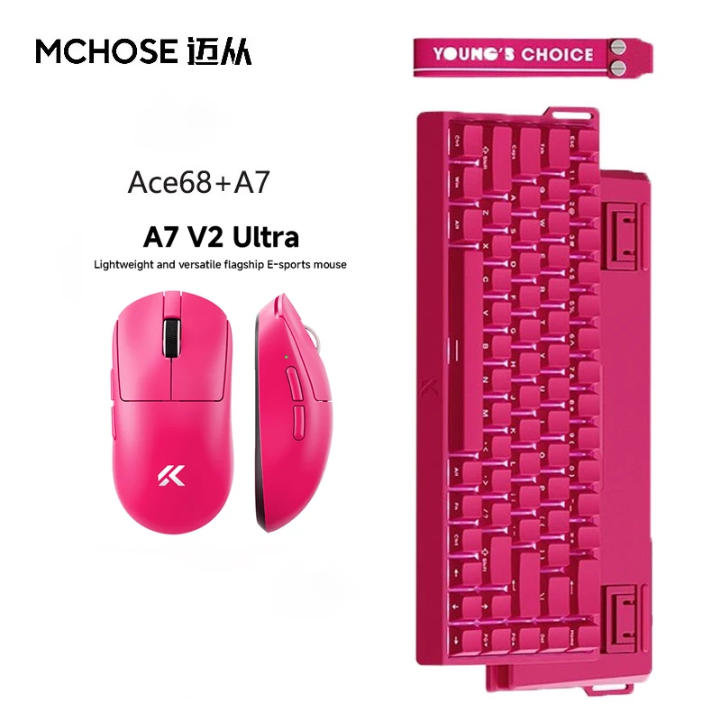 

MCHOSE ACE68 Магнитная клавиатура Проводная механическая для игр 0,01 мм RapidTrigg 8000 Гц SOCD/Rs 0,125 мс Jet 75 Клавиатура A7 Мышь