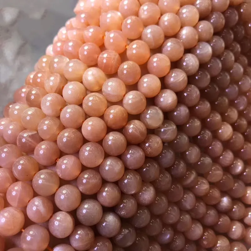 4A PINK sunstone ROUND 3/4/5/6/8/10/12mm for DIY jewelry making  loose beads  FPPJ wholesale beads nature gemstone