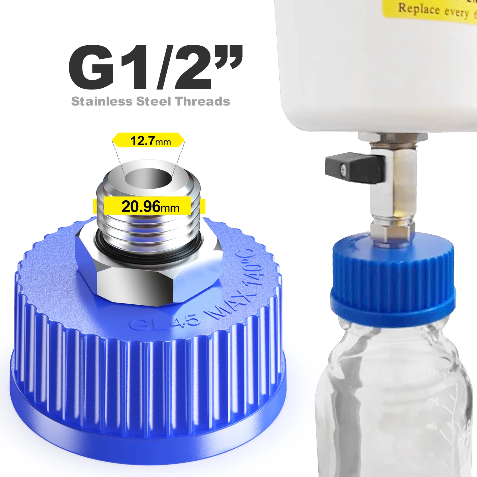 GL45 Liquid Media Cap with 1/2” G / 1/4